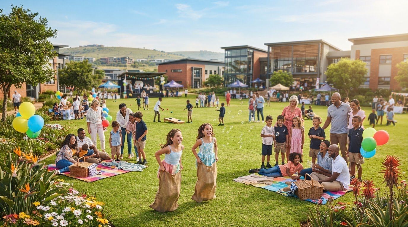 Spring Day celebration at Pinnacle College Copperleaf with learners and families enjoying outdoor activities